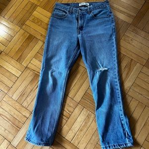Levi Strauss relaxed, distressed denim